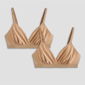 NWOT Quince Second Skin Crossover Bralette (2-pack) in Sand Size Medium